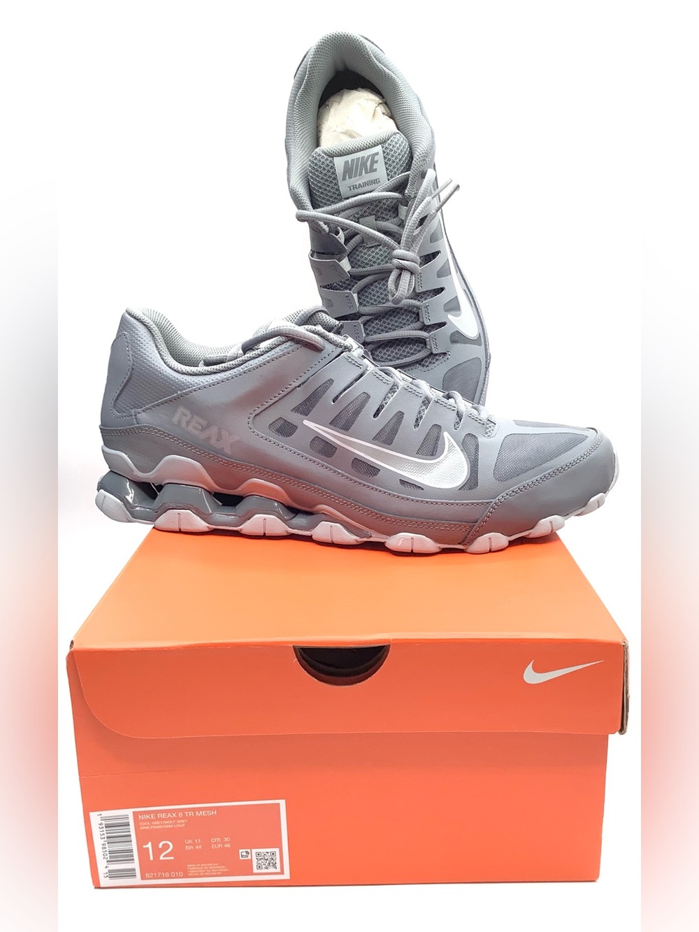 Nike Men’s Reax Training Shoes in Cool Gray & White Size 12 - NWT